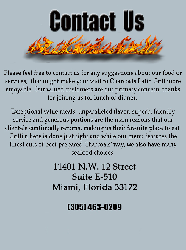 Charcoal's Latin Grill Dolphin Mall